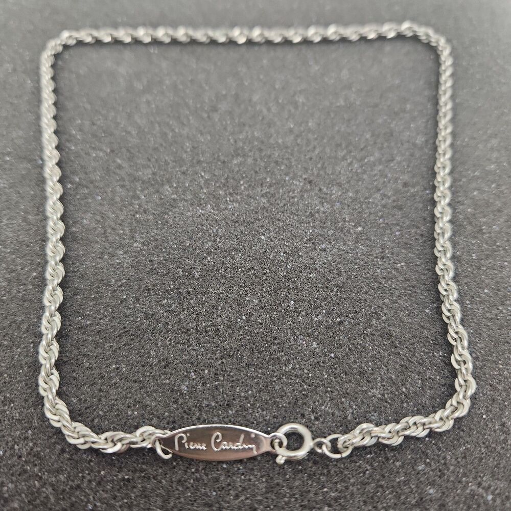 Necklace Pierre Cardin Signed Silver Tone Rope Chain 18” VTG 1970s Lobster Claw